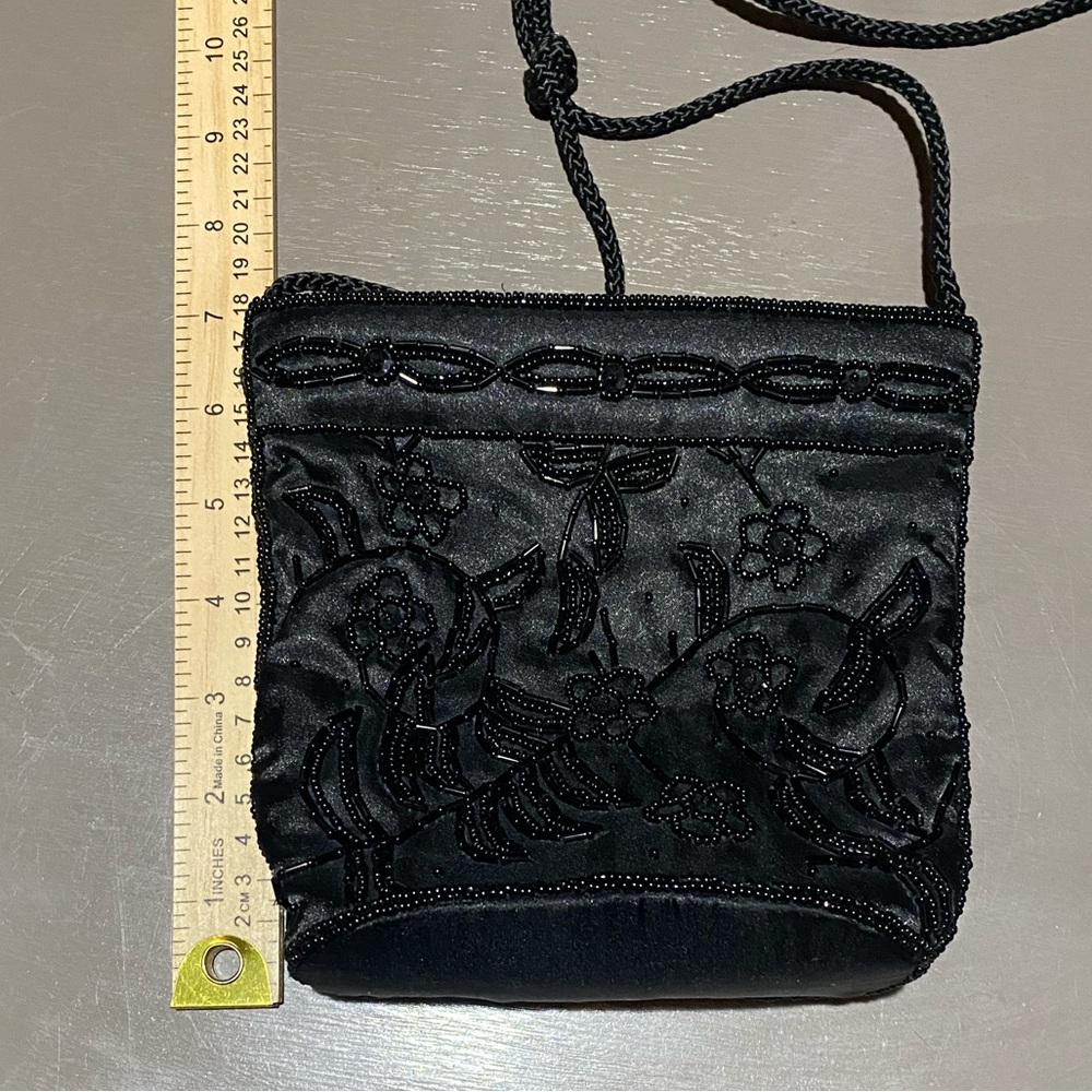 Black Floral Beaded Evening/Shoulder Bag - Picture 10 of 12